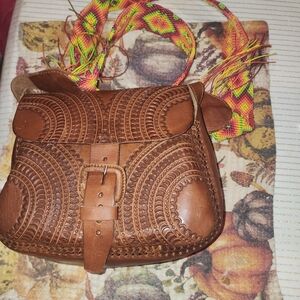 Handcrafted Brown Leather Crossbody Bag